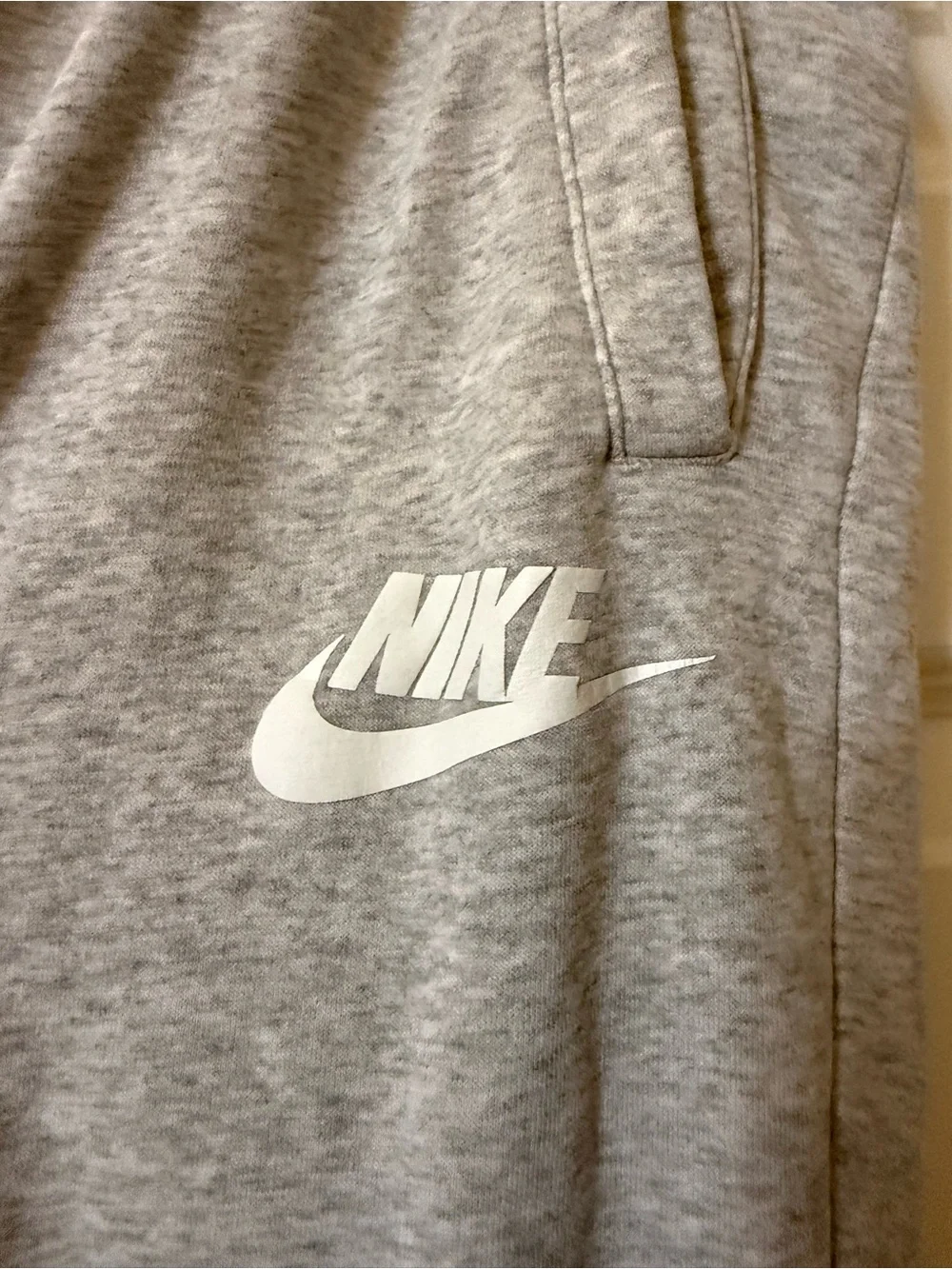 Nike Sportswear Open Hem Gray Sweatpants Fleece Wide Leg Drawstring Size XL